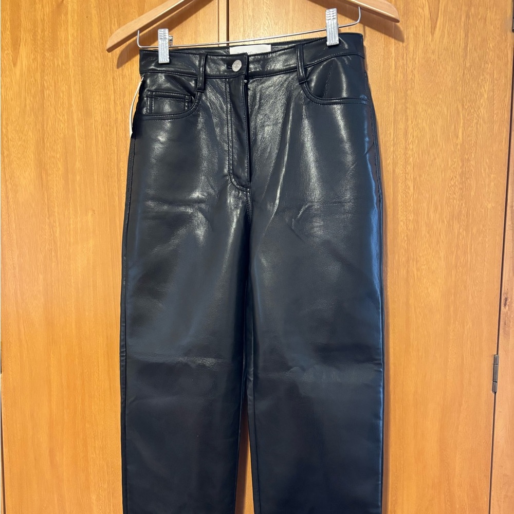 New ARITZIA Black Faux Leather Straight Leg Pants